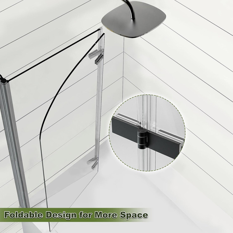 Corner Shower tub door Folding door Clear Tempered Glass for bathroom